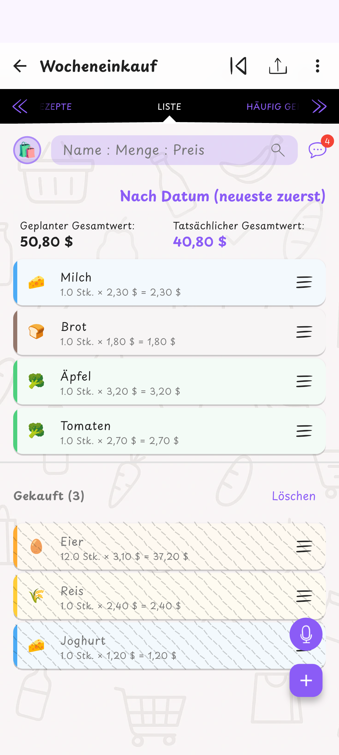 Deine Liste — alles im Blick