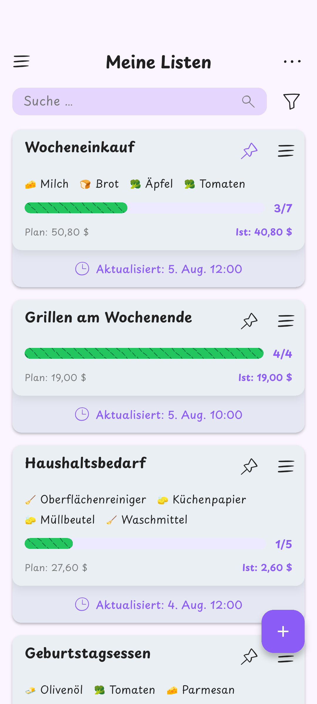 Alle deine Listen zusammen