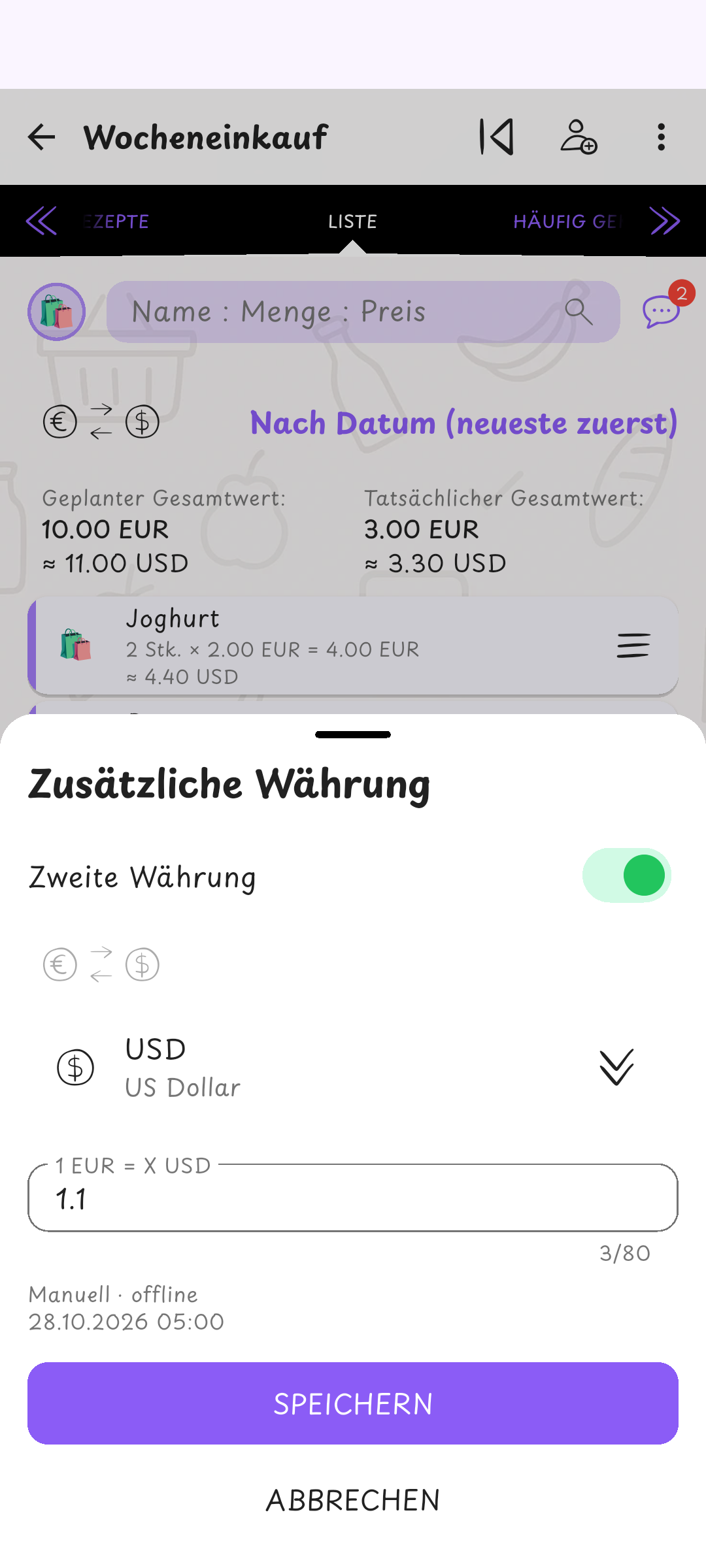 Ein zweiter Preis zum Einordnen · Beispielpreise und Beispielkurs