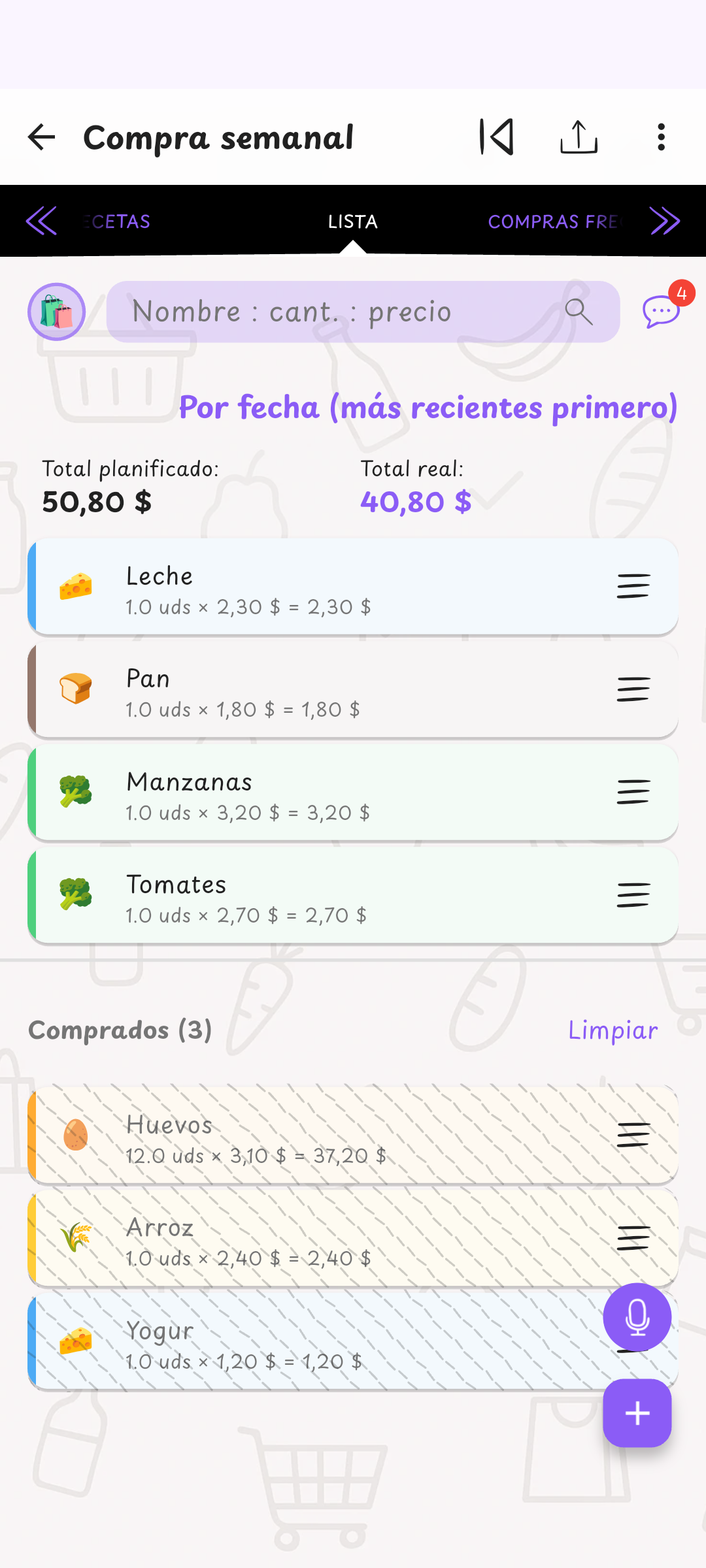 Tu lista — todo a la vista