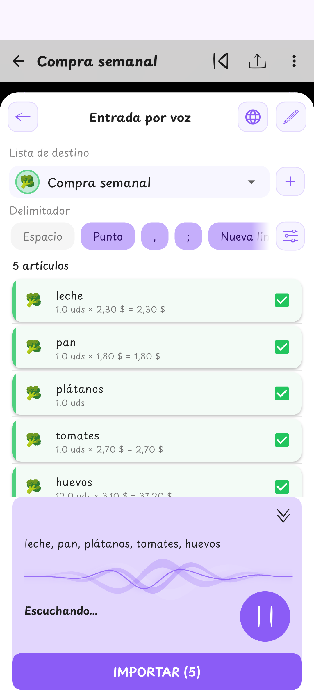Añade tus compras por voz