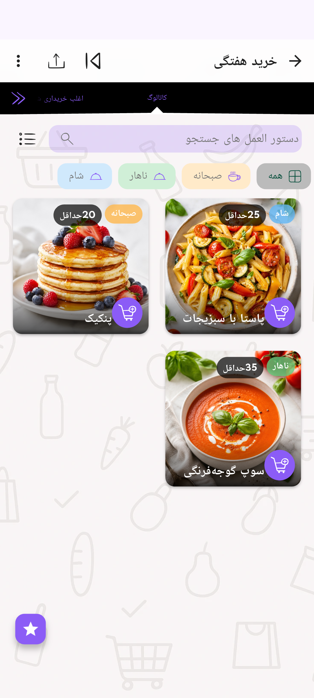 از دستور غذا به فهرست خرید