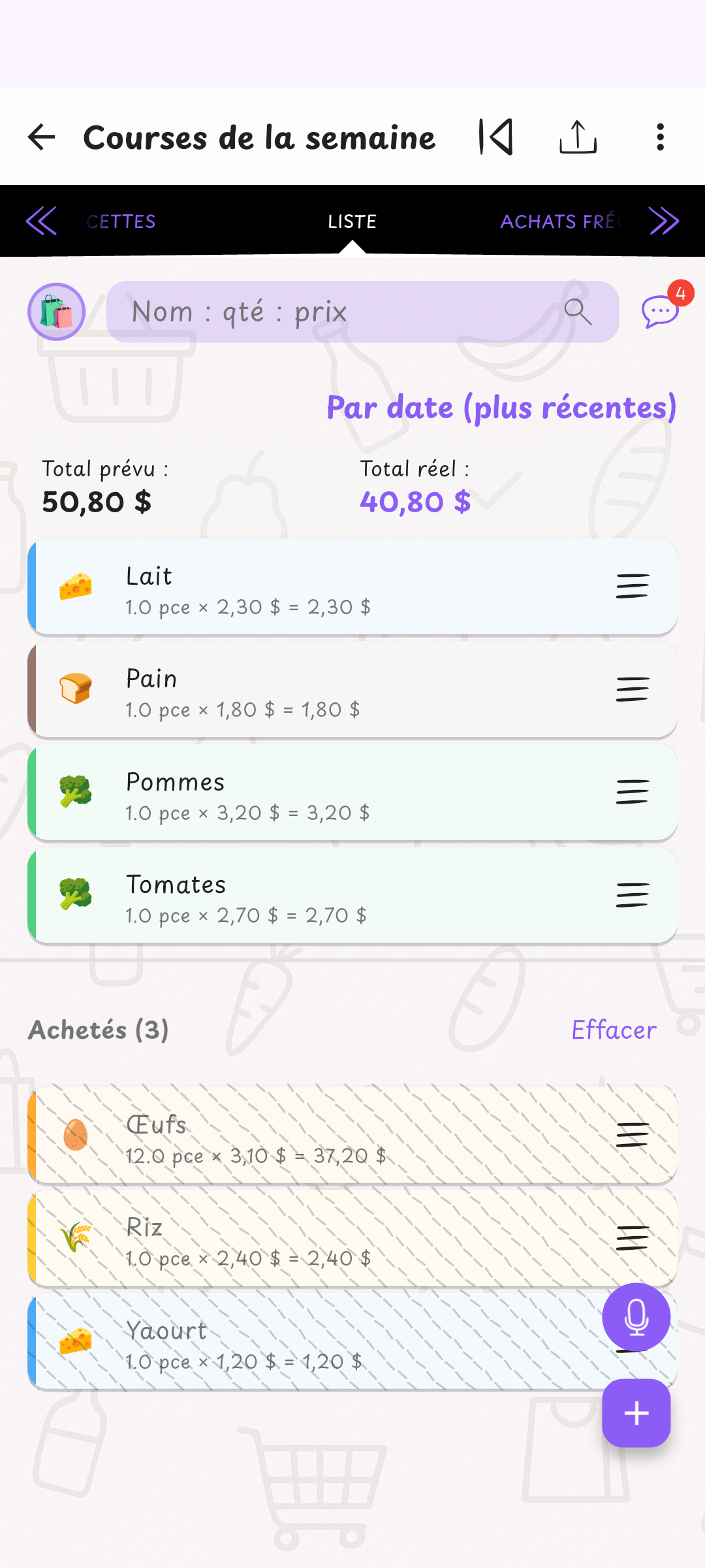 Ta liste — tout en un coup d’œil