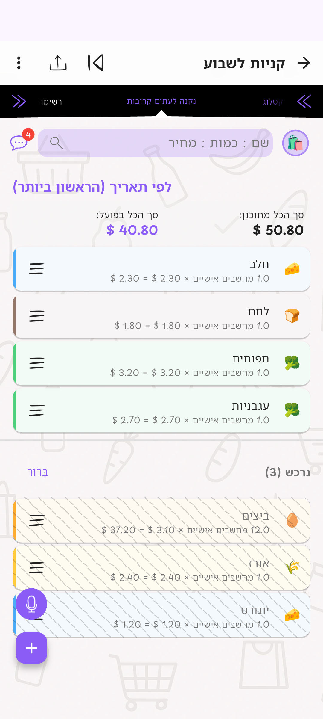 הרשימה שלך — הכול במבט אחד