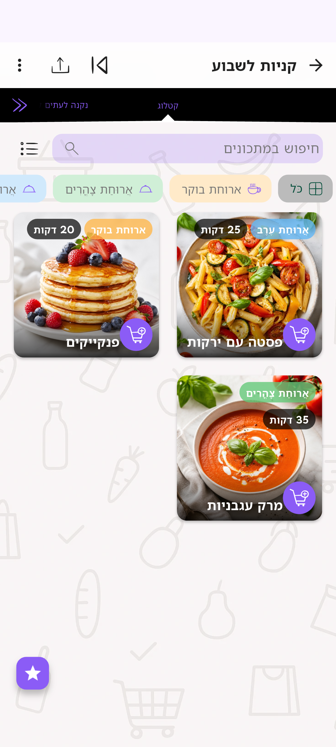ממתכון לרשימת קניות