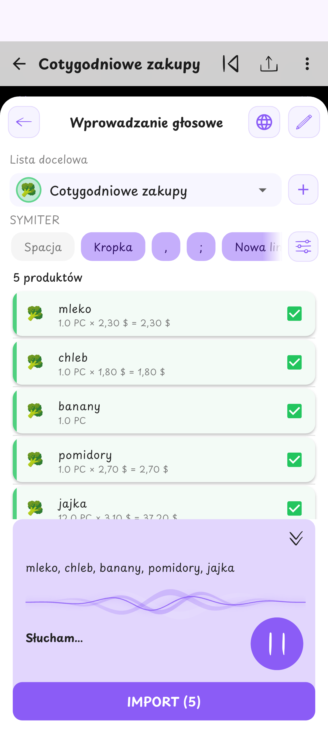 Dodawaj zakupy głosowo