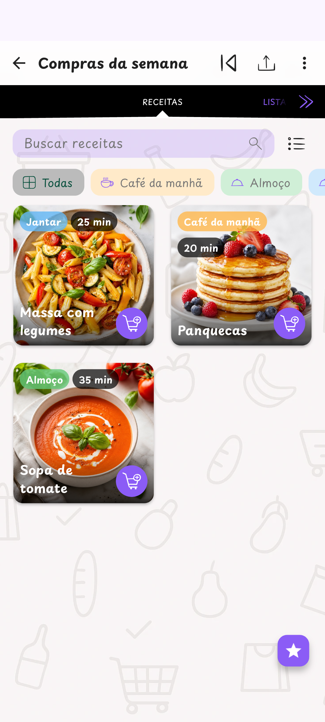 Da receita para a lista de compras
