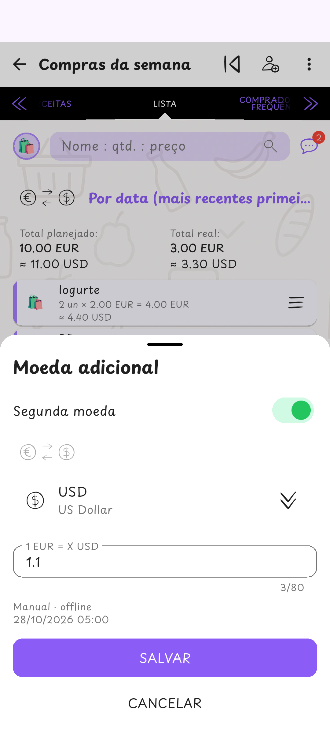 Um segundo preço mais familiar · Preços e taxa de exemplo