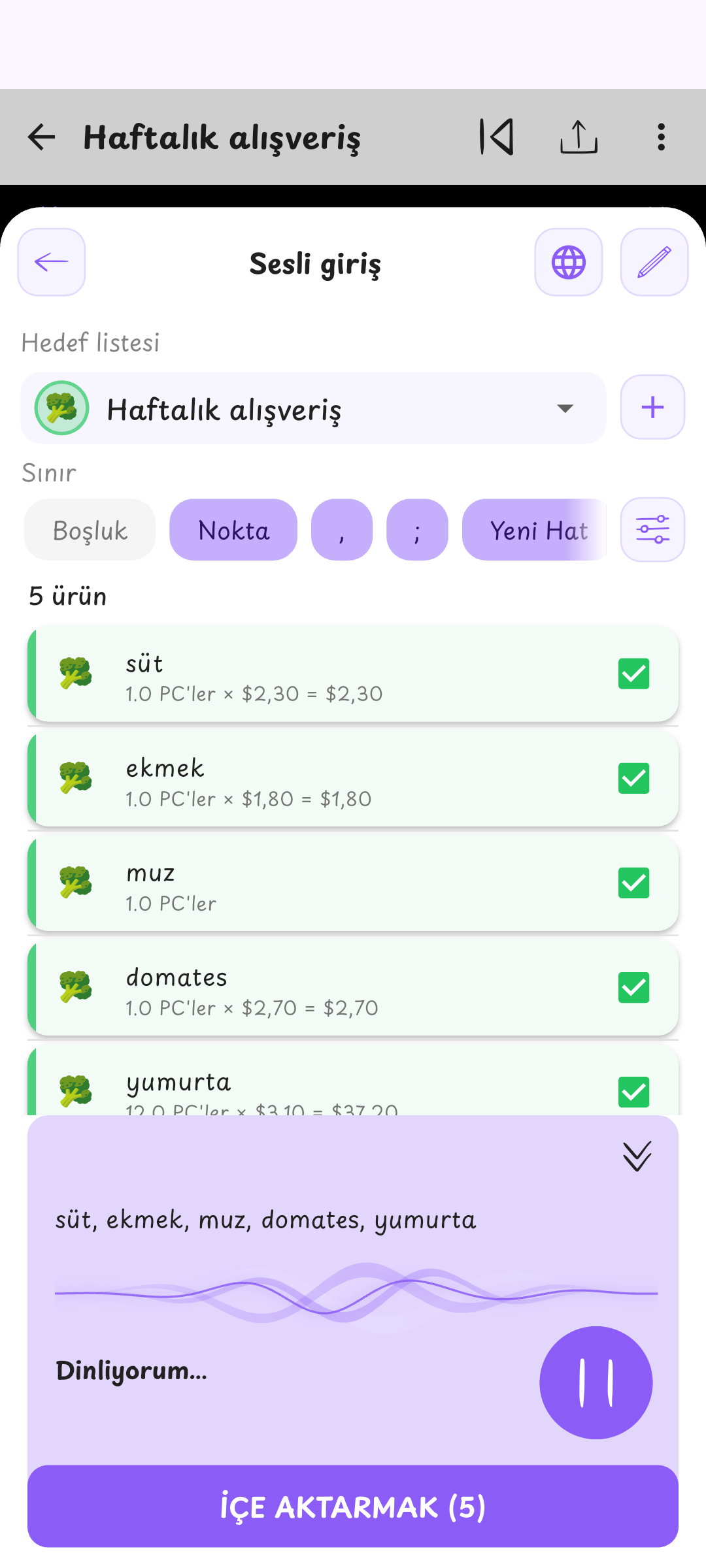 Alışverişini sesinle ekle